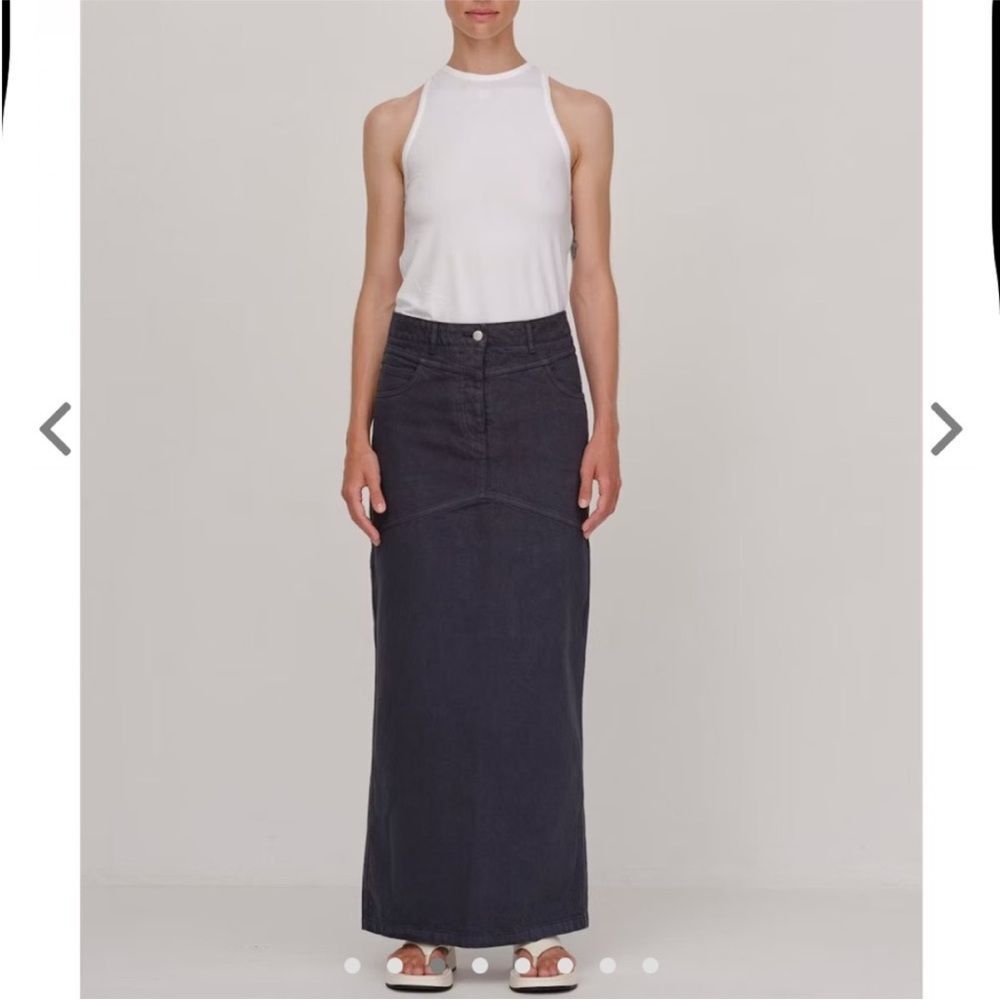 NWT Herskind Nikita Denim Maxi Skirt 36 Modest Minimalist Long Skirt Cotton